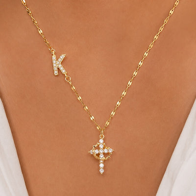 Eternal Initial Cross Necklace