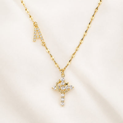 Eternal Initial Cross Necklace